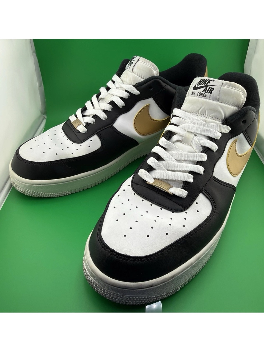 Nike Air Force 1 '07 LV8 Black White Metallic Gold CZ9189-001 Men’s Size 14N/Box - Picture 3 of 8